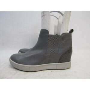 Vionic Womens Size 6 M Gray Leather Chelsea Ankle Fashion Boots Bootie